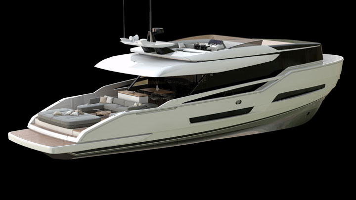 ISA Yachts Extra 76 megayacht side view