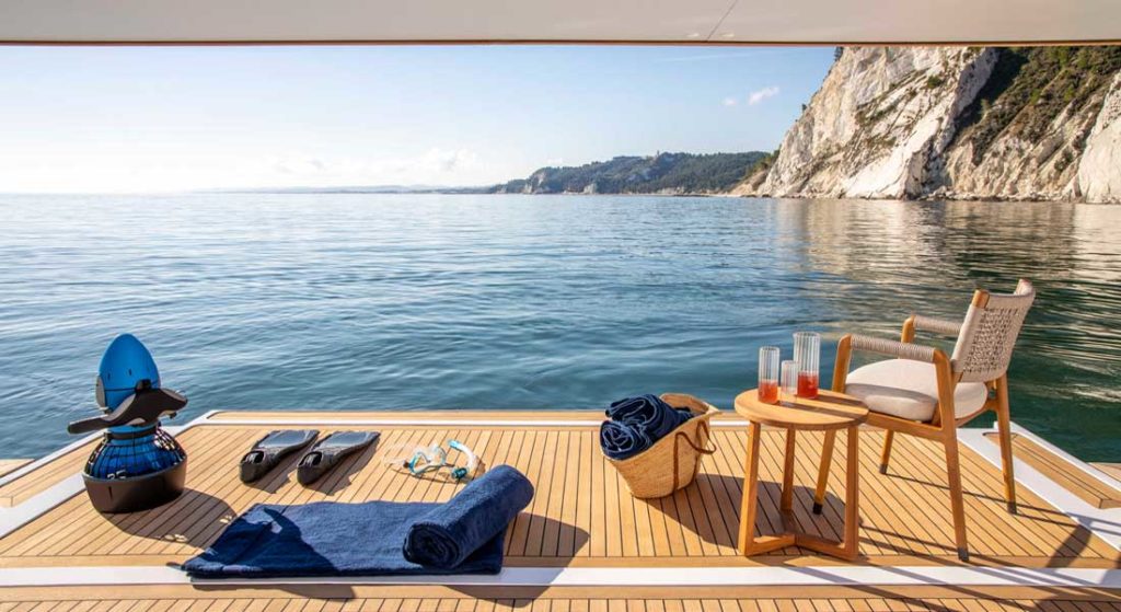 hull number one of the Custom Line Navetta 30 megayacht