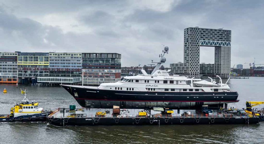 the megayacht Amara returns to Feadship for a refit