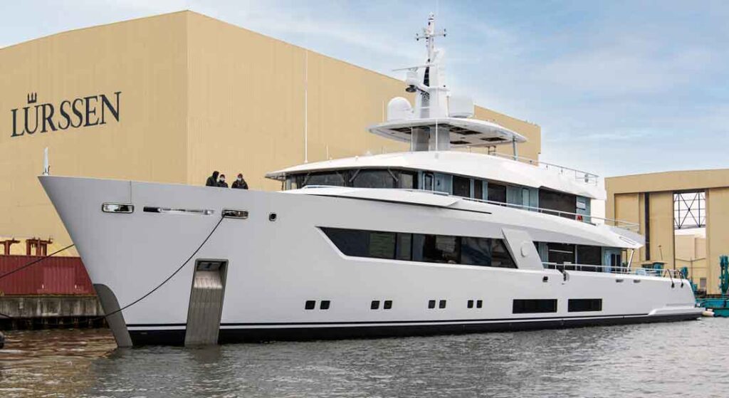 the Lurssen megayacht Project 13800 launched in April 2021