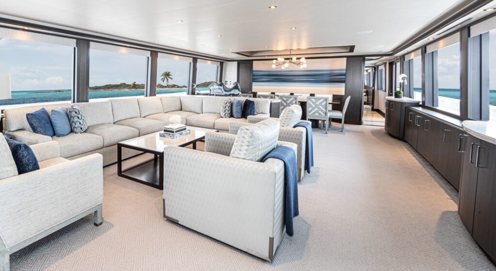 the Westport megayacht No Bad Ideas completed a yearlong refit at Bradford Marine