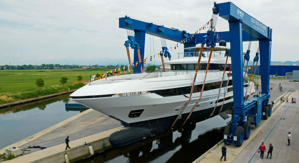 the Mangusta Oceano 50 launch took place on June 5 for megayacht clients of Moran Yacht & Ship