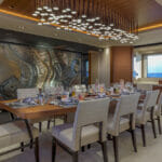 dining room aboard the VSY Atomic superyacht