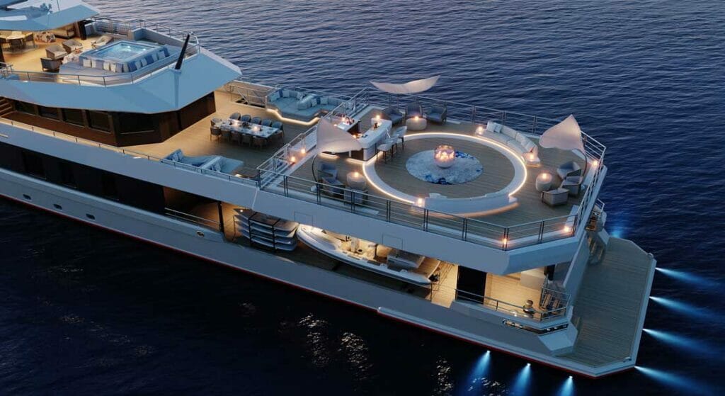 the Damen Yachting SeaXplorer 60 superyacht party deck