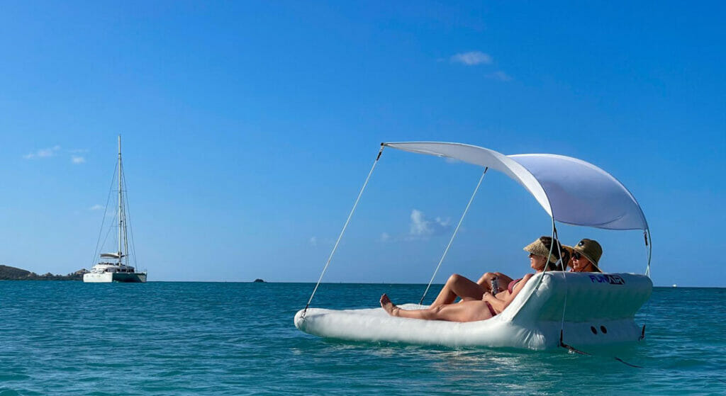 the FunAir Floating Shaded Lounger is the newest inflatable superyacht toy
