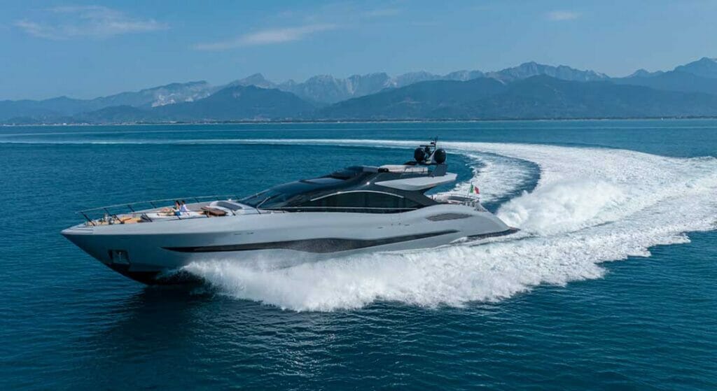 the Mangusta 104 REV open maxi megayacht