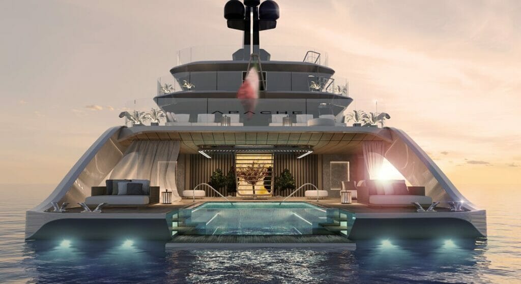 Tankoa's Apache megayacht concept has a floodable stern pool