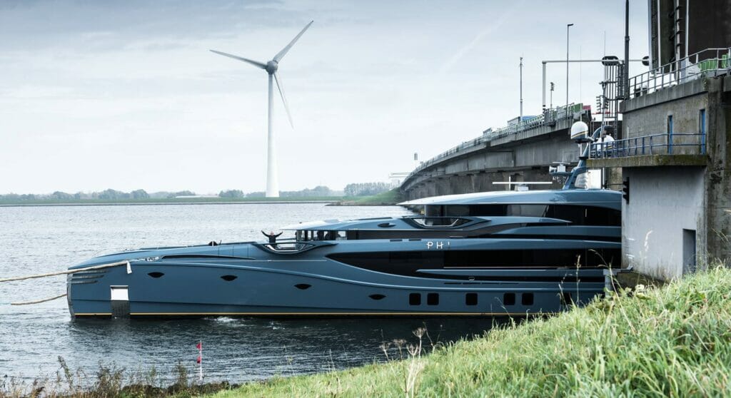 the motoryacht Phi going on sea trials