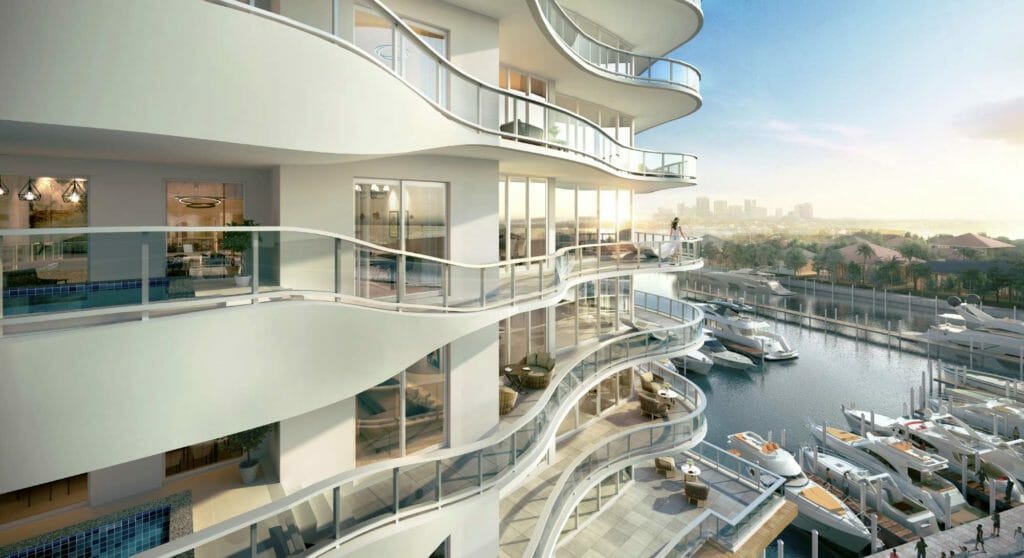 the Residences at Pier Sixty-Six overlook the superyacht marina