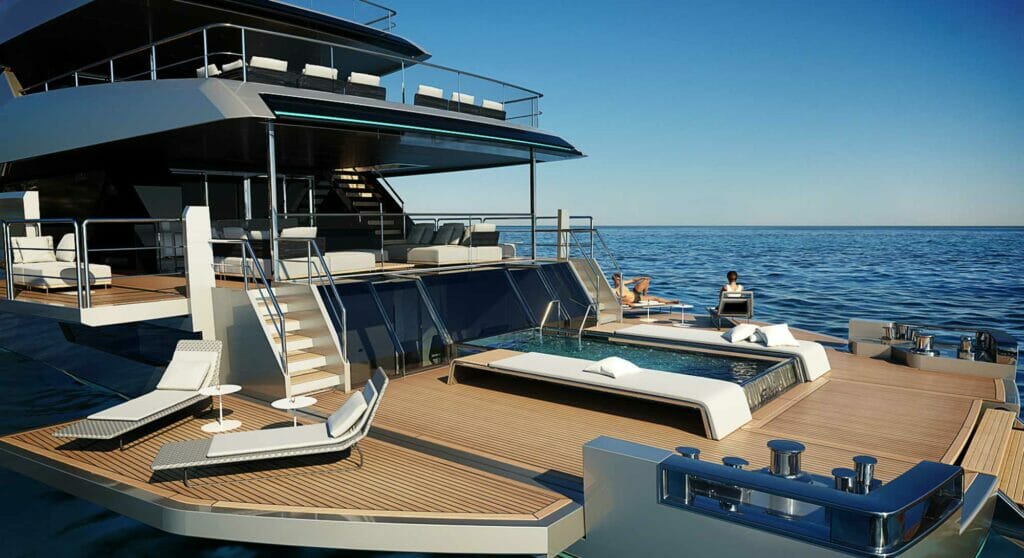 the Riva 54 Metri yacht beach area