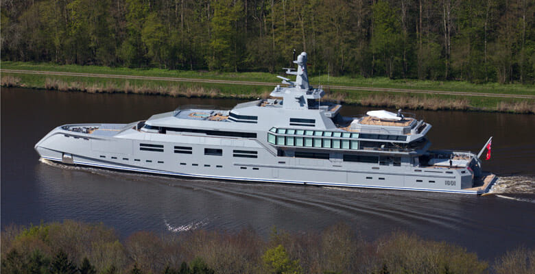 the Lurssen yacht Norn on her departure from Germany