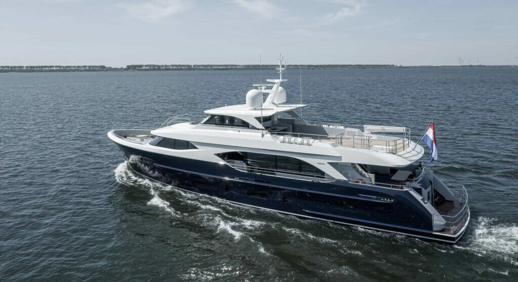 the Moonen 110 yacht on sea trials