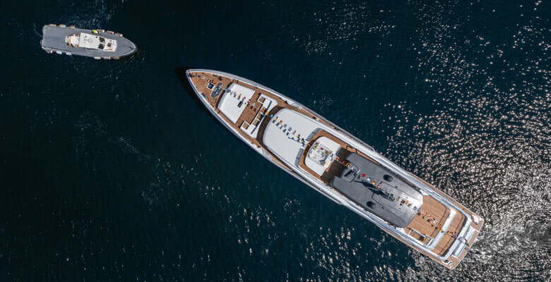 the launch of the 10th Custom Line Navetta 42 yacht after launch