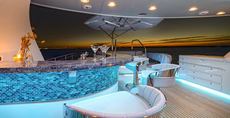 the Nordhavn 96 yacht New Journey flying bridge