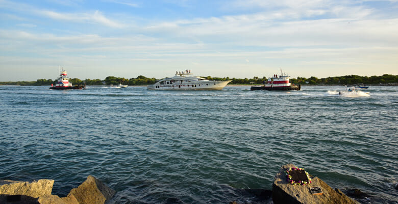 the superyacht Time en route off Fort Pierce