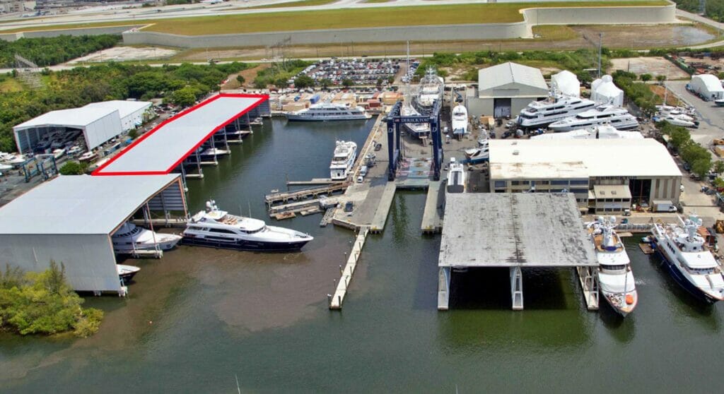 the Derecktor Dania shipyard where renovations will take place in red