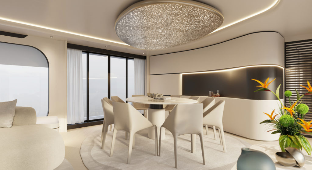 the yacht One, a.k.a. yacht Project 111.11, dining area