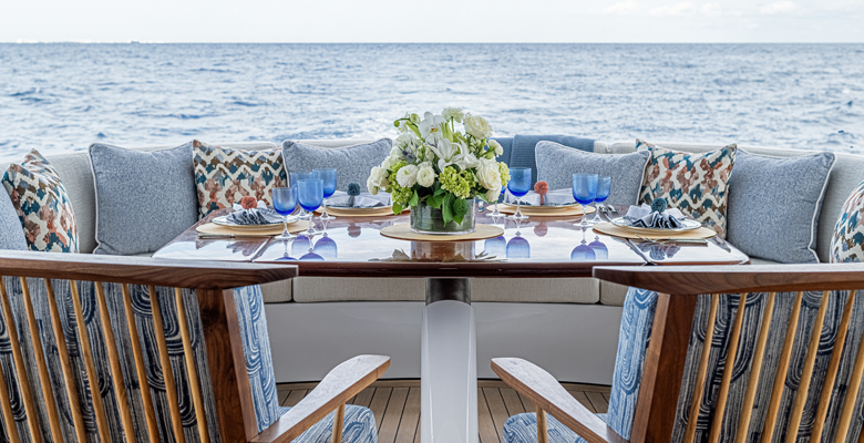 the aft deck aboard the yacht Emilia