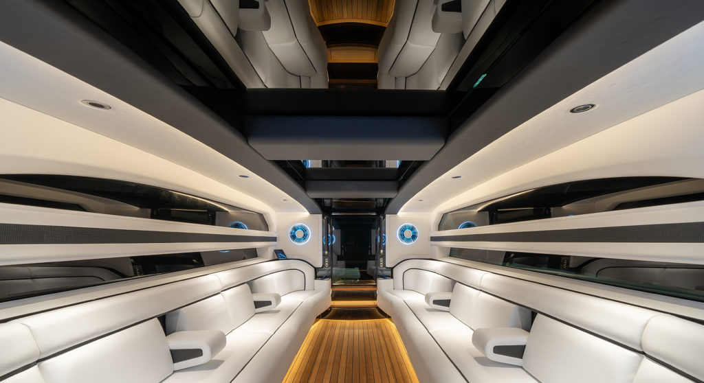 the interior of a limo tender from Compass Tenders for the Oceanco Kaos