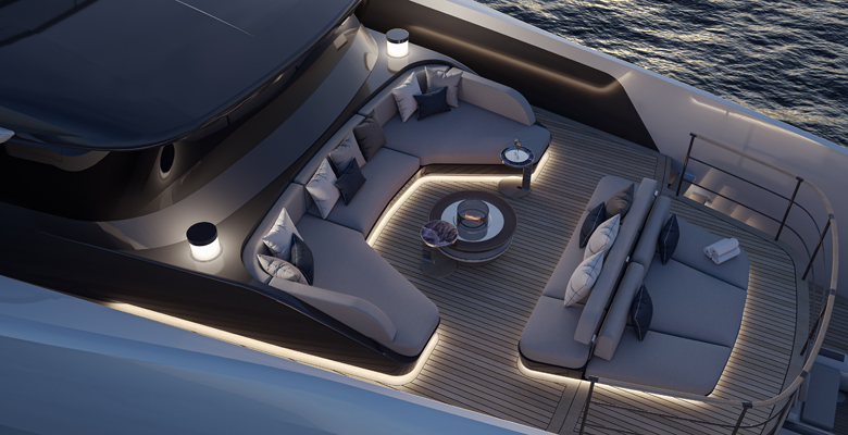 ISA Unica 45M yacht foredeck lounge