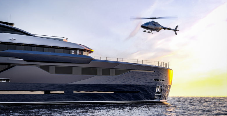 Turquoise concept yacht Neptune helipad