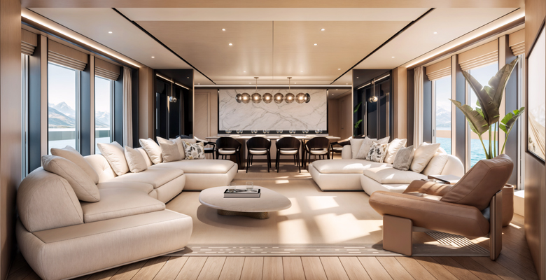 Sunseeker 134 Superyacht saloon