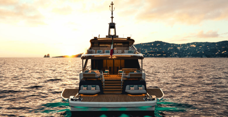 Mangusta GranSport 38 yacht aft decks asymmetry