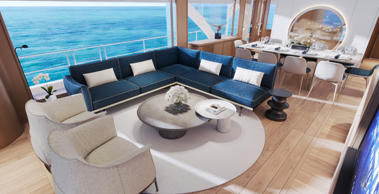 Ocean Alexander 30P yacht saloon and dining