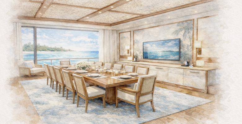 Tureddi Calypso 38M yacht dining