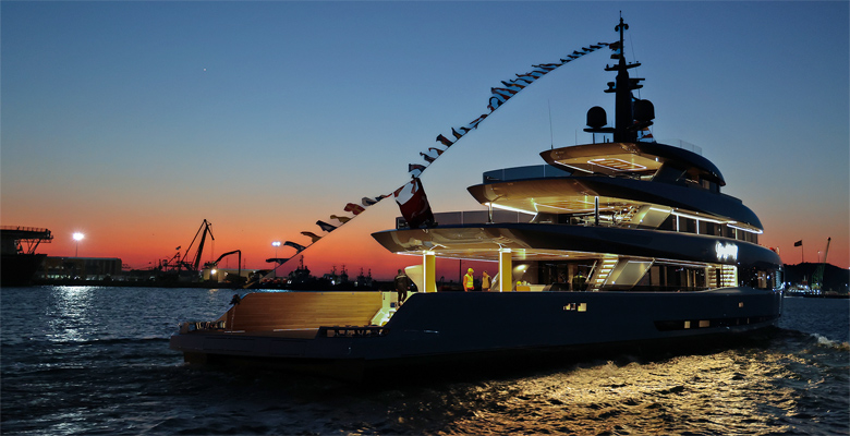 Mengi Yay yacht Gray Wolf launch