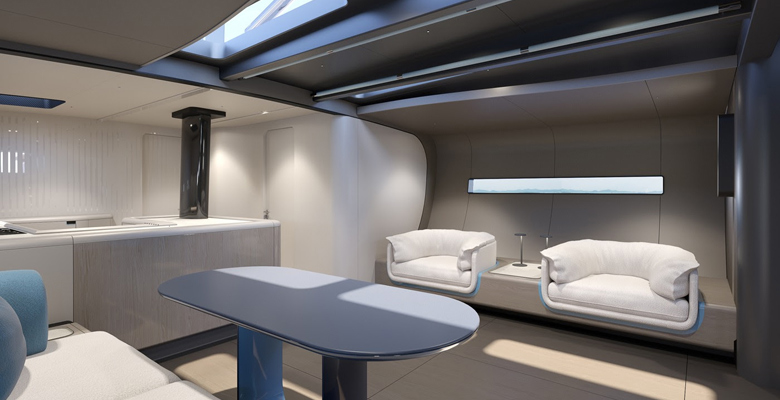 Baltic 80 Café Racer yacht open saloon