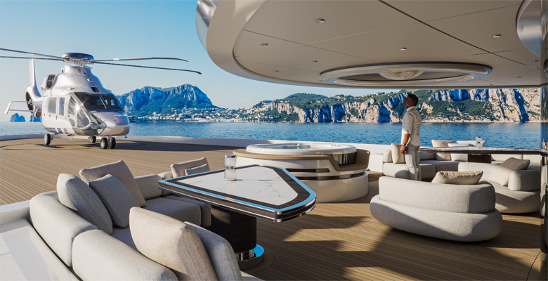 ISA Amarcord 82 yacht helipad