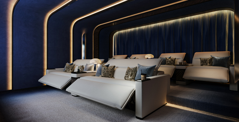 interior cinema of yacht Project Bond
