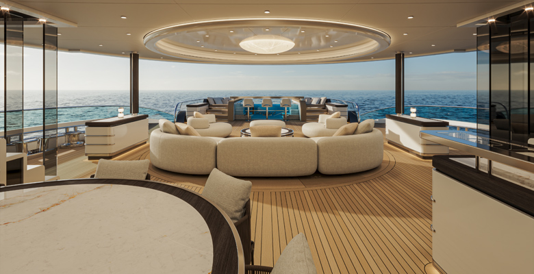 ISA Amacord 86 yacht lounge