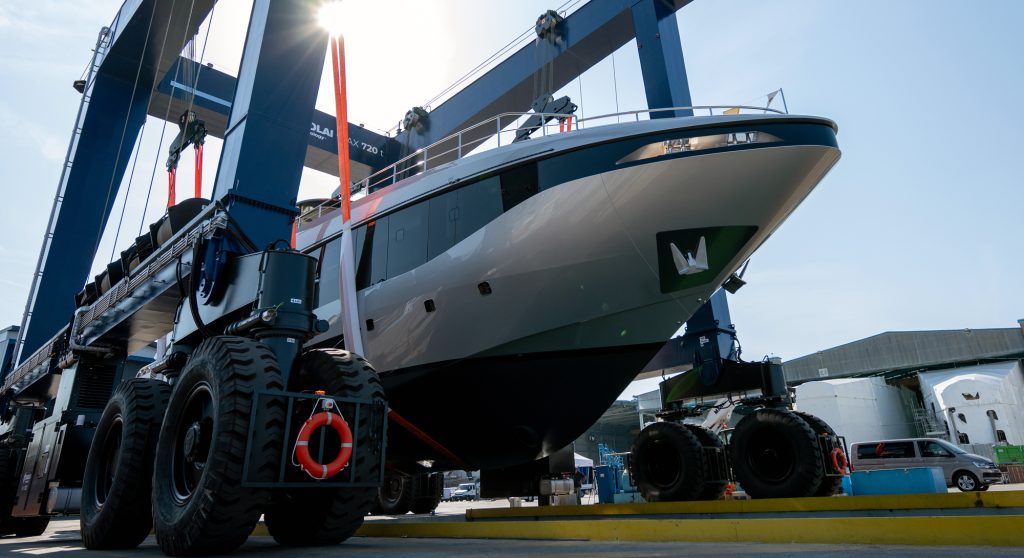 launch of Maiora M|30 yacht hull 1