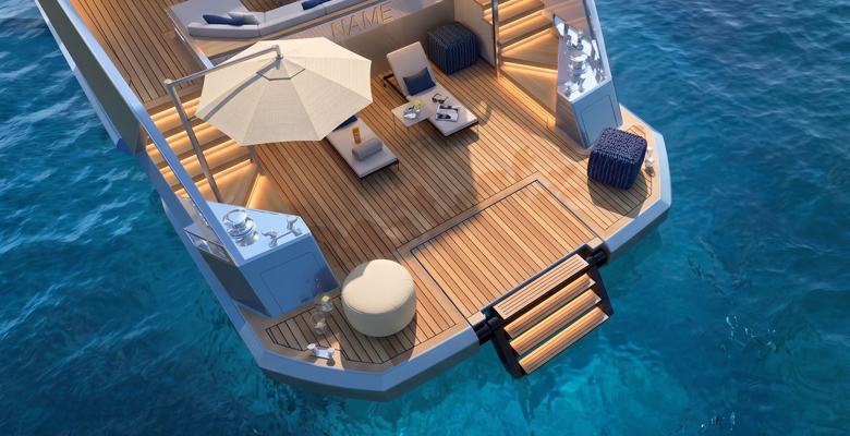 Antonini Navi XPD95 yacht beach area