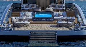 Baglietto Project53 yacht beach area