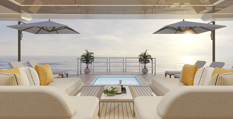 Bering 130 yacht explorer pool beach club