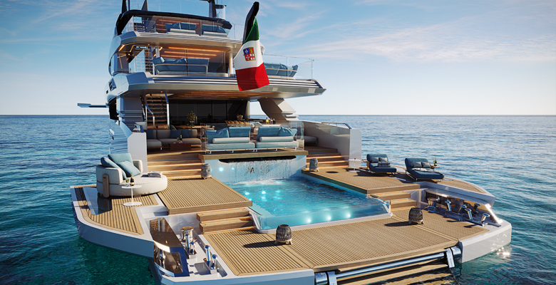 Maiora M|53 yacht beach area