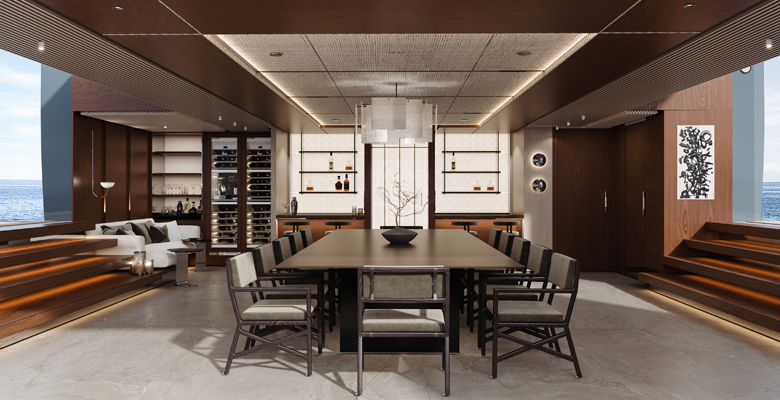 yacht Maai lower deck dining